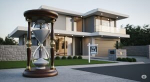 Reloj de arena que simboliza cuánto tarda en venderse una casa